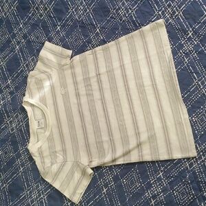 Soft Stripe Grey & White Embroidered Tee